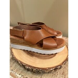 L'Artigiano Lucchese Womens Criss Cross Sandals Sz 41 US 9.5 Brown Leather